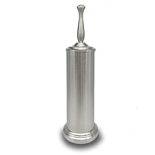 Indecor Home Brushed Nickel Toilet Bowl Brush with Holder, Durable Bathroom Cleaning Tool, Modern Design for Easy Toilet Maintenance, Bathroom Cleaner