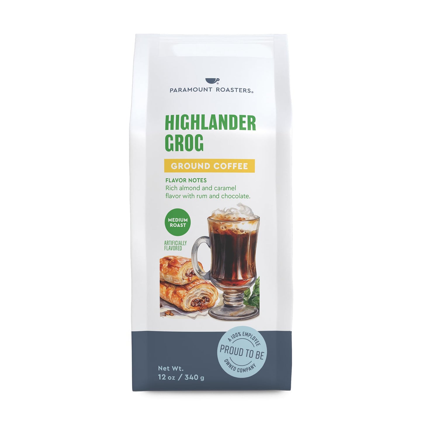 Paramount Roasters, Highlander Grog Flavored, Medium Roast, 100% Arabica Ground Coffee,