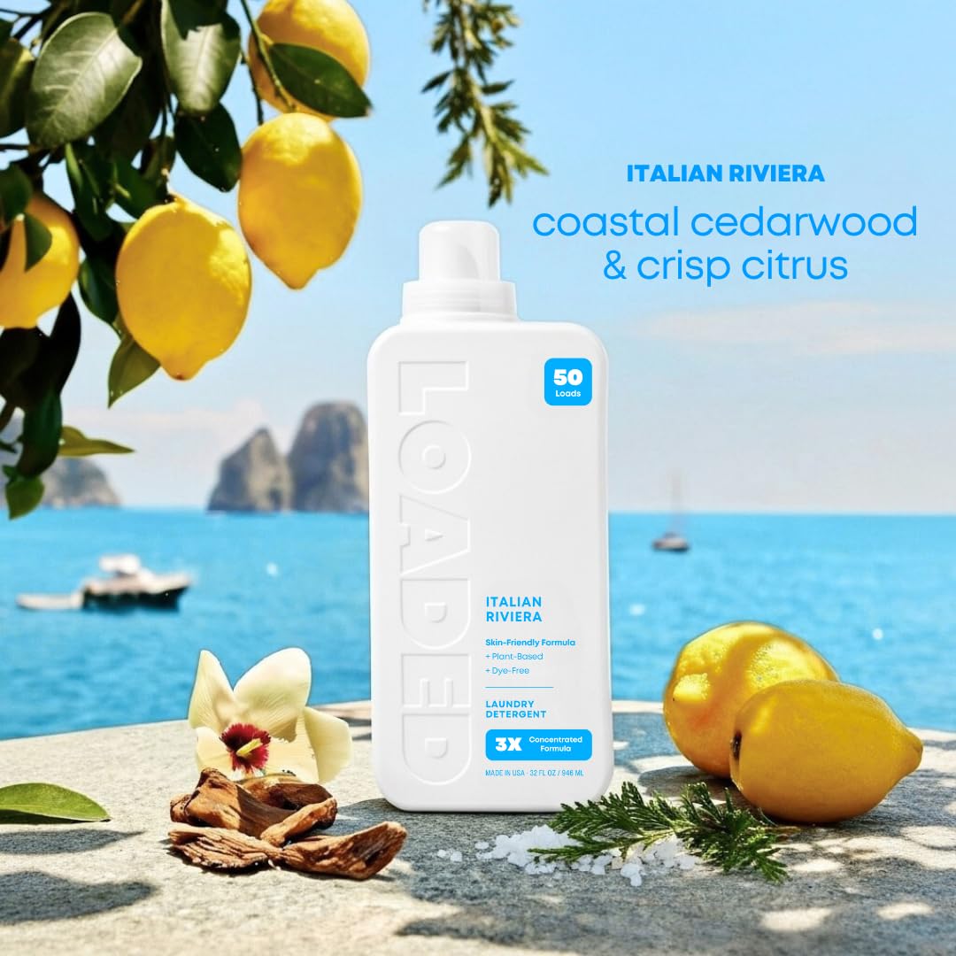 Loaded Laundry Detergent, Cologne Scented | Oasis Bundle - 100 Loads | Sandalwood & Vanilla, Sea Salt & Citrus | Phosphate, Paraben & Dye Free | Made