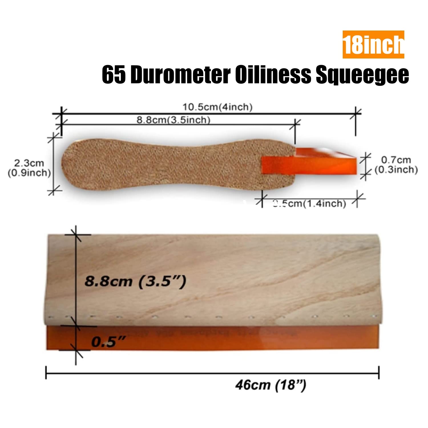 TECHTONGDA 45cm(18") Water Based Wooden Handle(13cm) Silk Screen Printing Squeegee