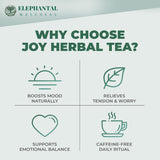 Elephantal Wellness Premium Joy Herbal Tea | Mood & Emotional Balance Support with St. John’s Wort, Kava, Ginkgo & Lavender | Handmade, Non-GMO