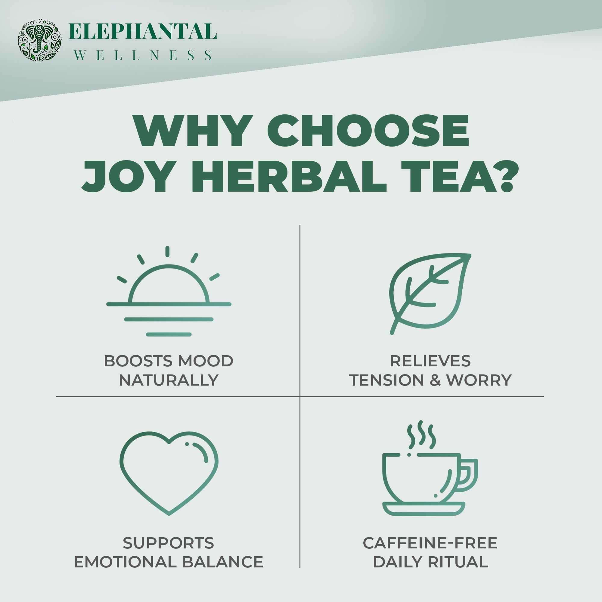 Elephantal Wellness Premium Joy Herbal Tea | Mood & Emotional Balance Support with St. John’s Wort, Kava, Ginkgo & Lavender | Handmade, Non-GMO