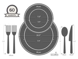 OCCASIONS 360 Pcs set (60 guest) Wedding Disposable Plastic Plate and Silverware Combo 10.5" + 7.5" + Silverware (Double Fork) (Plain White Plates