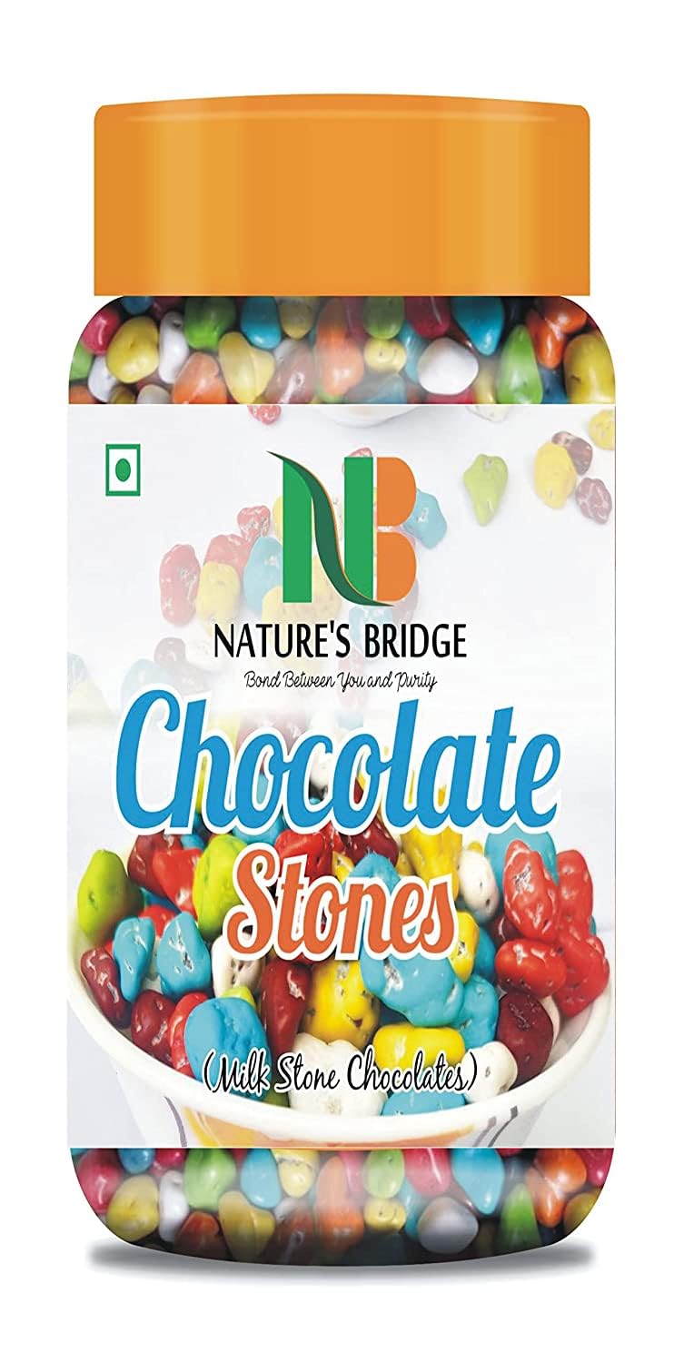 Nature's Bridge Stone Chocolate Munchies Jar Pack (275 Gm) / Rock Shaped Chocolate Gem s / Stone Candy - 275 Gm_Packing May Vary