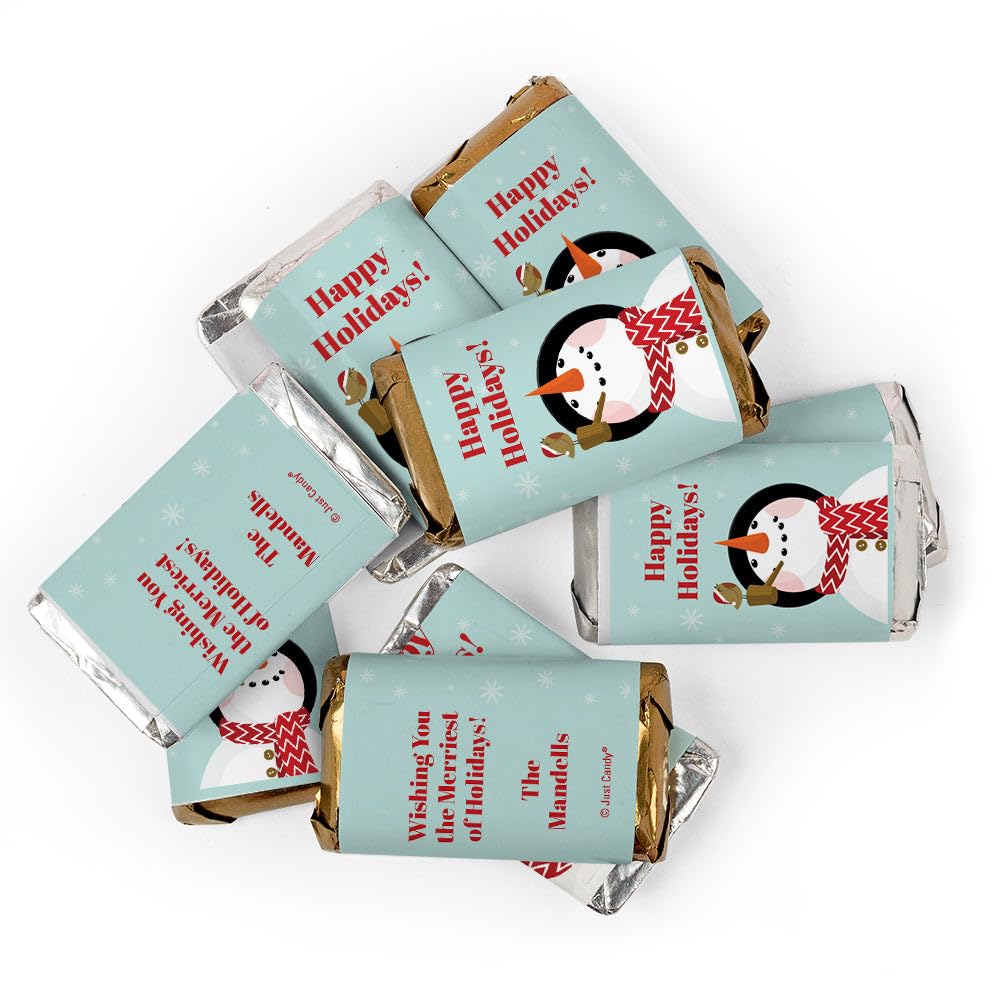 Christmas Candy 75ct Personalized Holiday Snowman Miniatures Chocolate (75 Count) Assortment of Krackel, Mr. Goodbar, Milk & Dark Chocolate