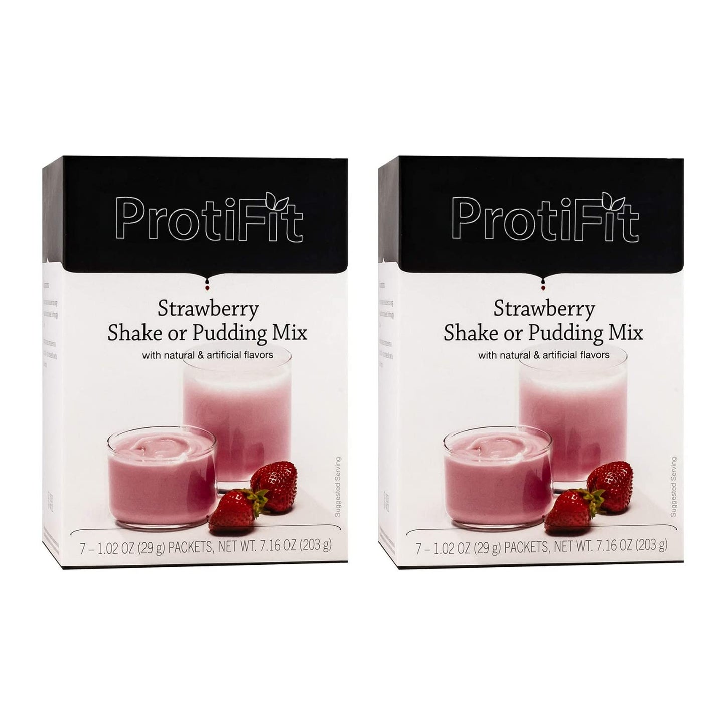 PROTIFIT - High Protein Strawberry Pudding & Shake Mix 2 Pack, 15g Protein, Low Calorie, Low Fat, Low Carb, Aspartame Free, Idea Protein Compatible