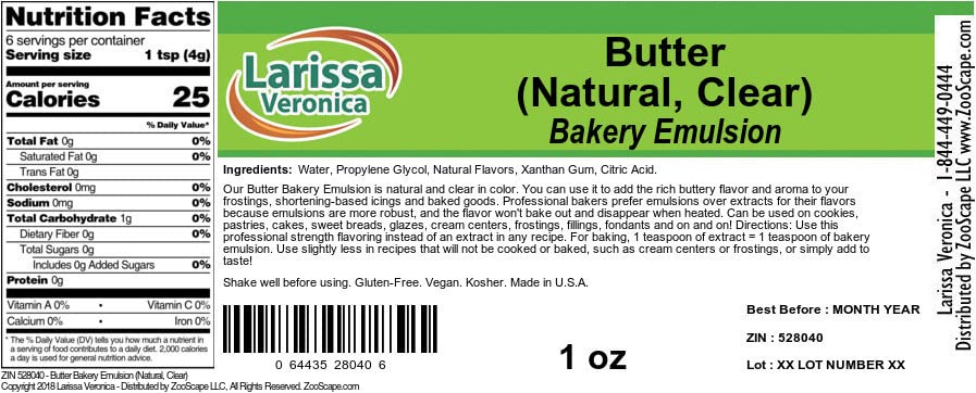 Butter Bakery Emulsion (Natural, Clear) (1 oz, ZIN: 528040)
