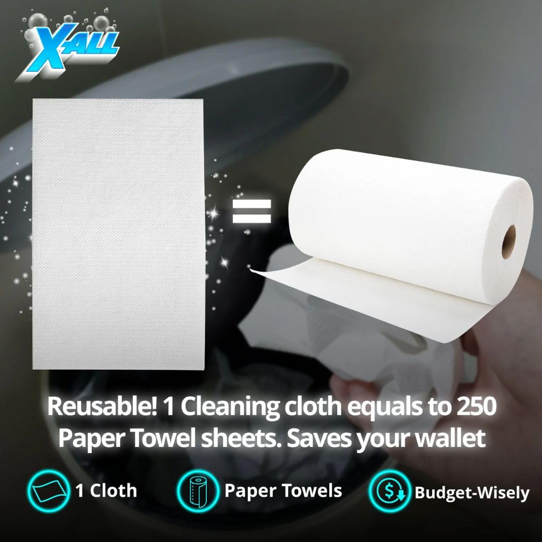 X-ALL Magic Wipes Multi-Use Cleaning Cloths, 1 Pack (6 Wipes) - Reusable & Washable, Ultra-Absorbent, Lint-Free Household Cleaning Cloths - 1 Cloth