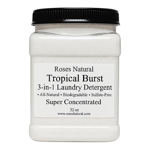 Roses Natural Tropical Burst 3-in-1 Laundry Detergent, All-Natural, Sulfate-Free, Super Concentrated, 32 oz