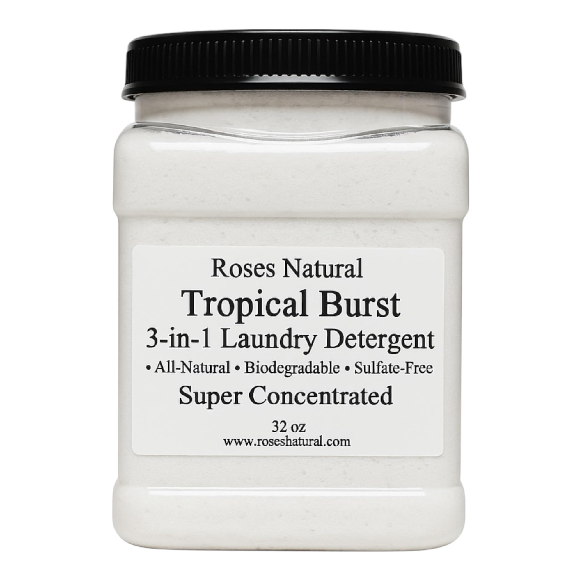 Roses Natural Tropical Burst 3-in-1 Laundry Detergent, All-Natural, Sulfate-Free, Super Concentrated, 32 oz