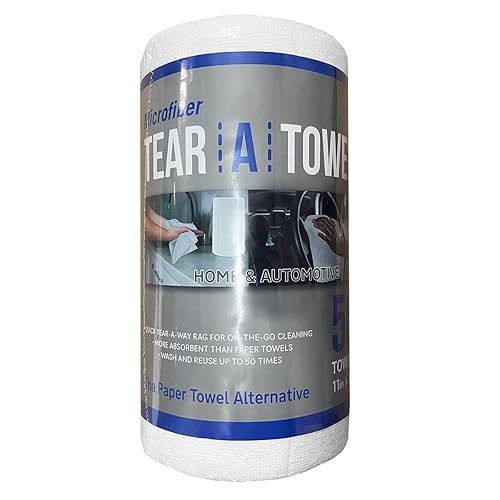 Eurow Microfiber Tear-A-Towel Cloth Roll, Reusable Paper Towel Alternative, Washable Up to 50 Times, Lint-Free, Streak-Free, for Kitchen, Auto, Home