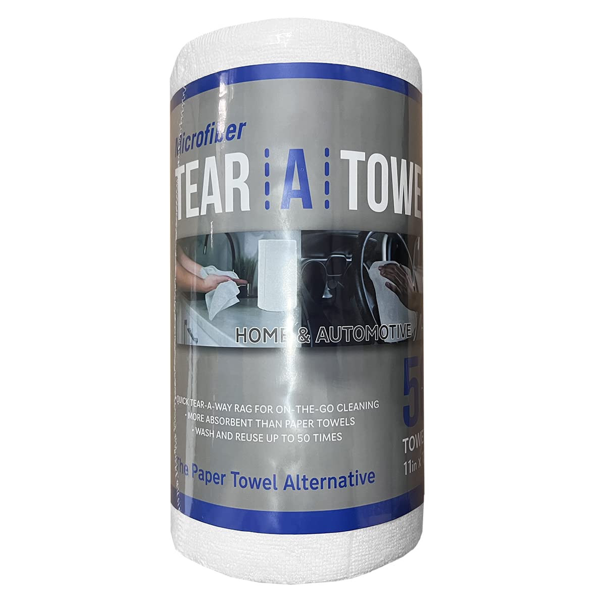 Eurow Microfiber Tear-A-Towel Cloth Roll, Reusable Paper Towel Alternative, Washable Up to 50 Times, Lint-Free, Streak-Free, for Kitchen, Auto, Home