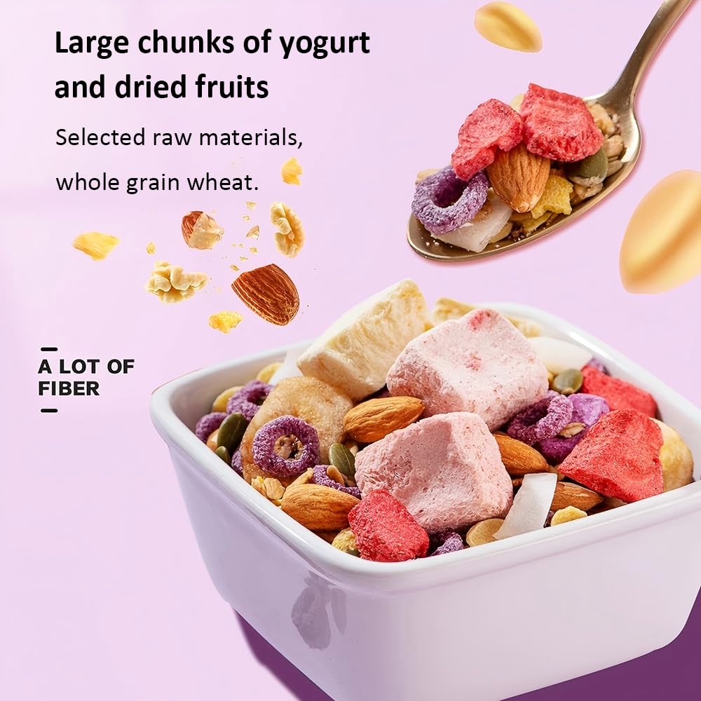 400g/14.1oz Chinese Granola With Freeze Dried Fruit,Chia Seeds,Oatmeal Instant,Fiber Cereal Breakfast,Congee,Chinese Cereal