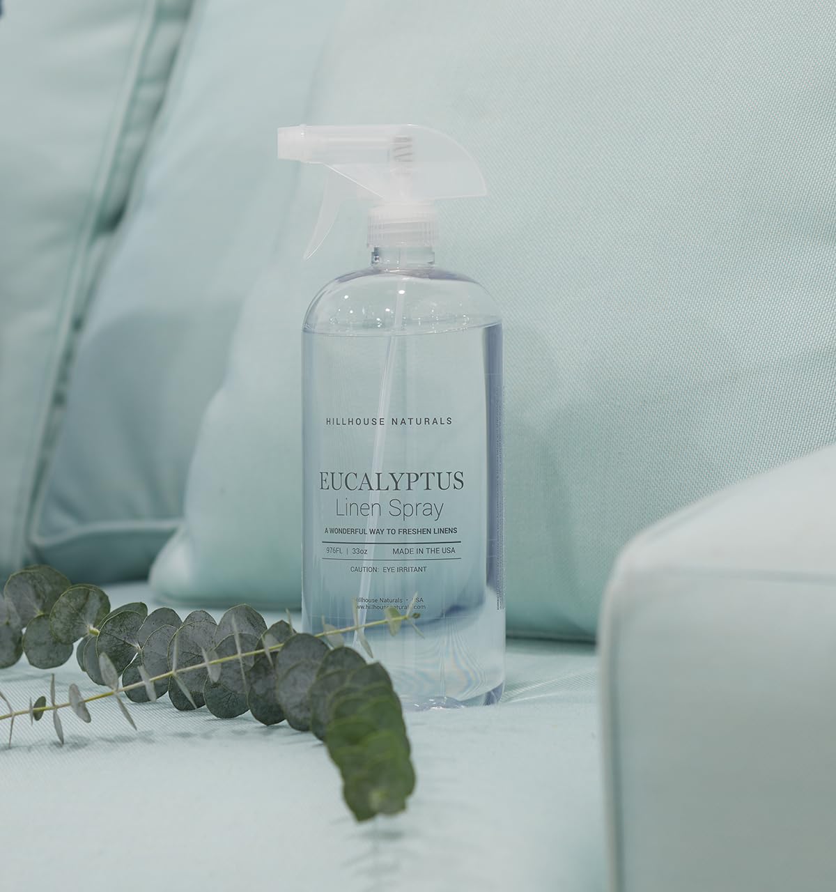 Hillhouse Naturals - Linen Spray - Aromatherapy Spray for Relaxation & Sleep - Refresh Bedding, Curtains & More - With Spearmint, Eucalyptus