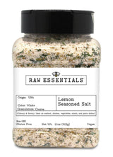 Raw Essentials Lemon Seasoned Salt - Citrus Salt Blend - Coarse Finishing Salt for Fish, Chicken, Vegetables, Salads & Pasta - Vegan, Non GMO - 11 oz