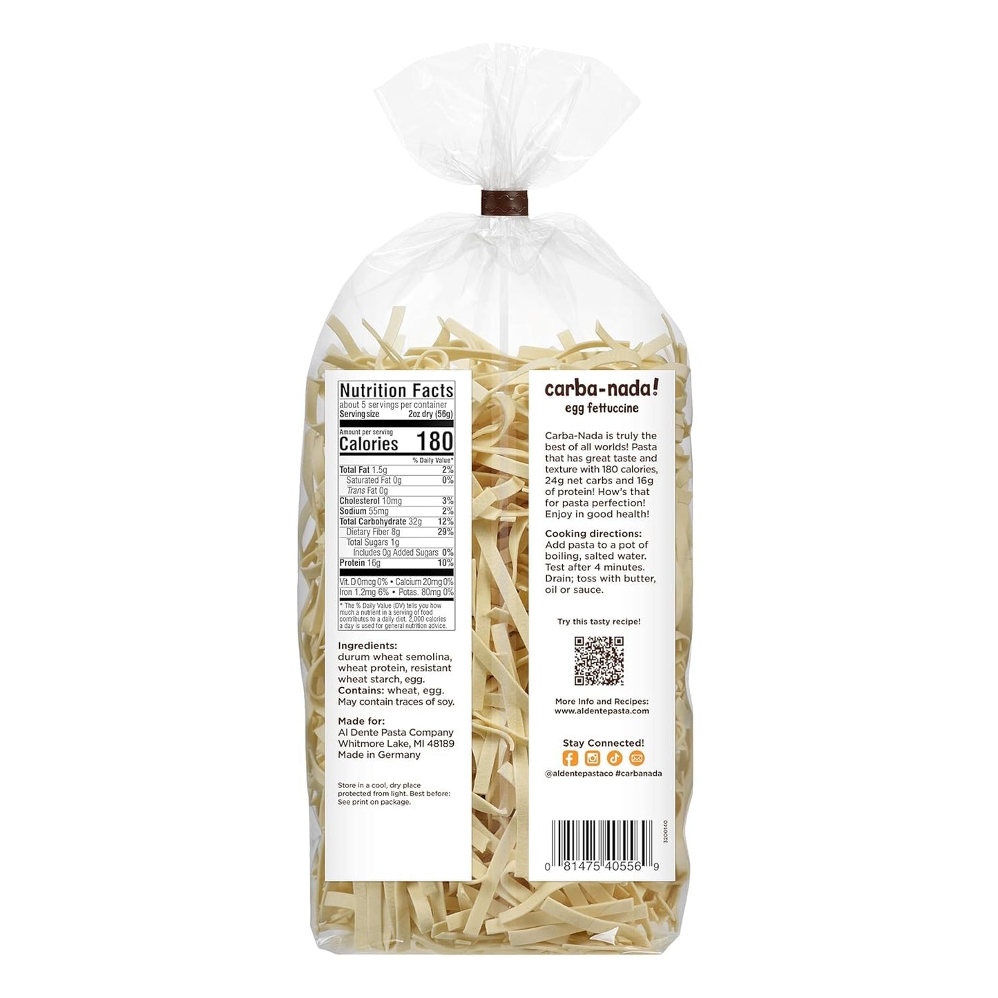 Al Dente Carba-Nada Egg Fettuccine, 10 Ounce