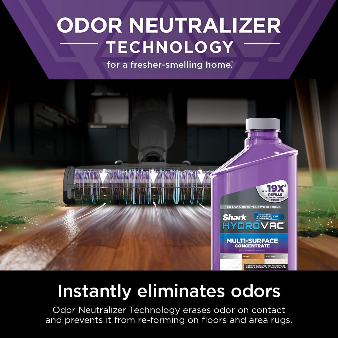 Shark HydroVac Multi-Surface 33-Oz. Concentrate with Odor Neutralizer Technology, Compatible with all HydroVac 3-in-1 Cleaners, for Sealed Hard Floors