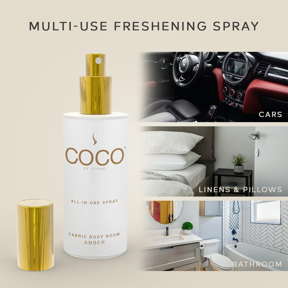 COCO by Stone 5oz All-in-One Spray (Baies) Shake & Spray Formula for Fabric, Pillows, Interiors, Clothing, Home Fragrance Accessories, Room Perfume