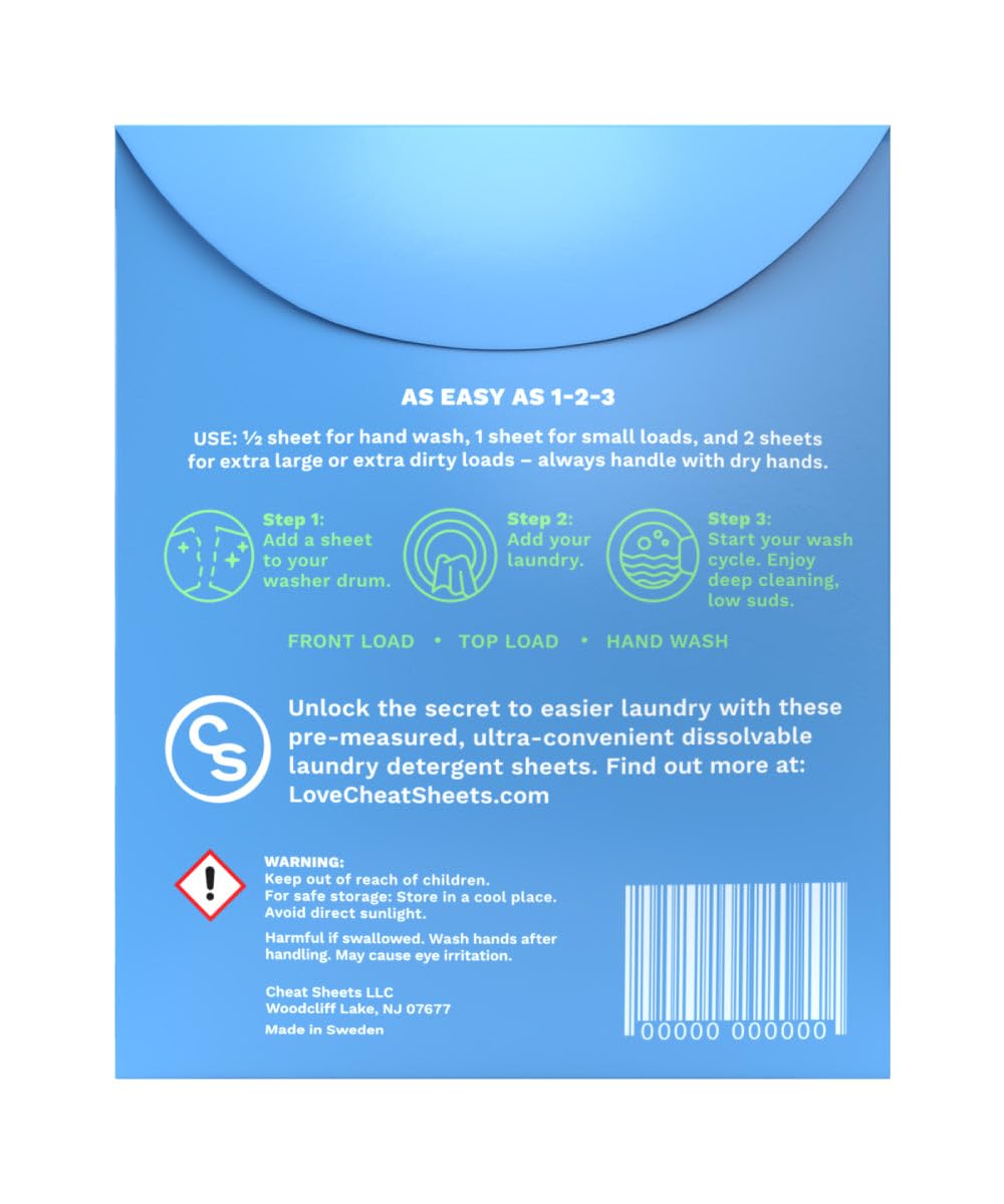 Cheat Sheets Laundry Detergent Sheets Swim Travel Packs Sea Spray - 10 Sheets (10 Loads) - Travel Friendly - Liquidless and Powderless - Eco-Friendly