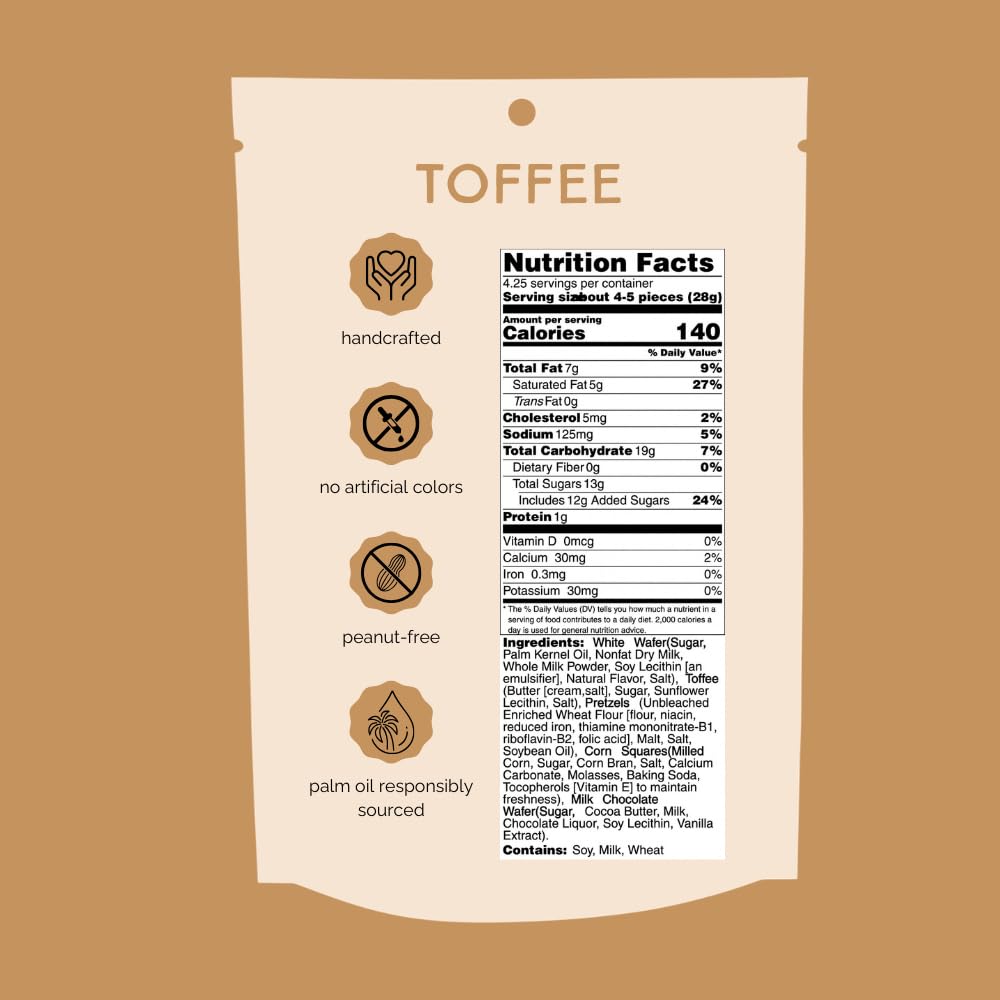 Chunk Nibbles Toffee Snack Clusters - Buttery Milk Chocolate Toffee with Pretzels & Corn Squares - Award-Winning Gourmet Treat, Small Batch