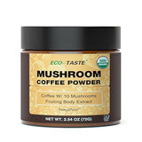 Organic Mushroom Coffee - 30% Beta-Glucans, Arabica Instant Coffee Infused with Fungipure™ Mushrooms - Lions Mane, Reishi, Turkey Tail, 72 Grams - 36