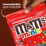 M&M'S MINIS Peanut Butter Milk Chocolate Summer Candy Bulk Summer Snacks, Family Size, 8.6 Oz Resealable Bag