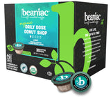 beaniac Organic Daily Dose Donut Shop, Light Roast, Single Serve Compostable K Cup Coffee Pods, Organic Arabica Coffee, Keurig Brewer Compatible, 30
