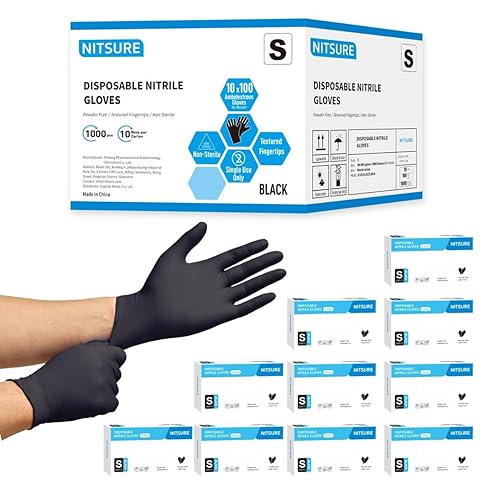 HEAVY DUTY Nitrile Gloves Disposable, Latex Free, Food Grade, 5 mil, Cooking, Cleaning, Hair Dye,1000 Count, 9inch (L)