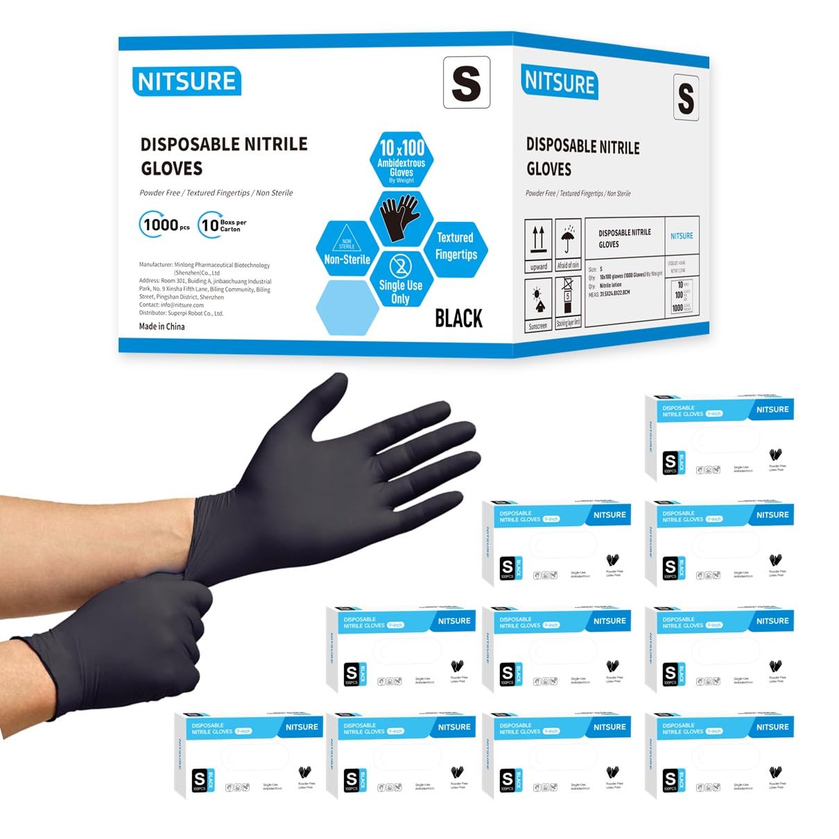 HEAVY DUTY Nitrile Gloves Disposable, Latex Free, Food Grade, 5 mil, Cooking, Cleaning, Hair Dye,1000 Count, 9inch (L)