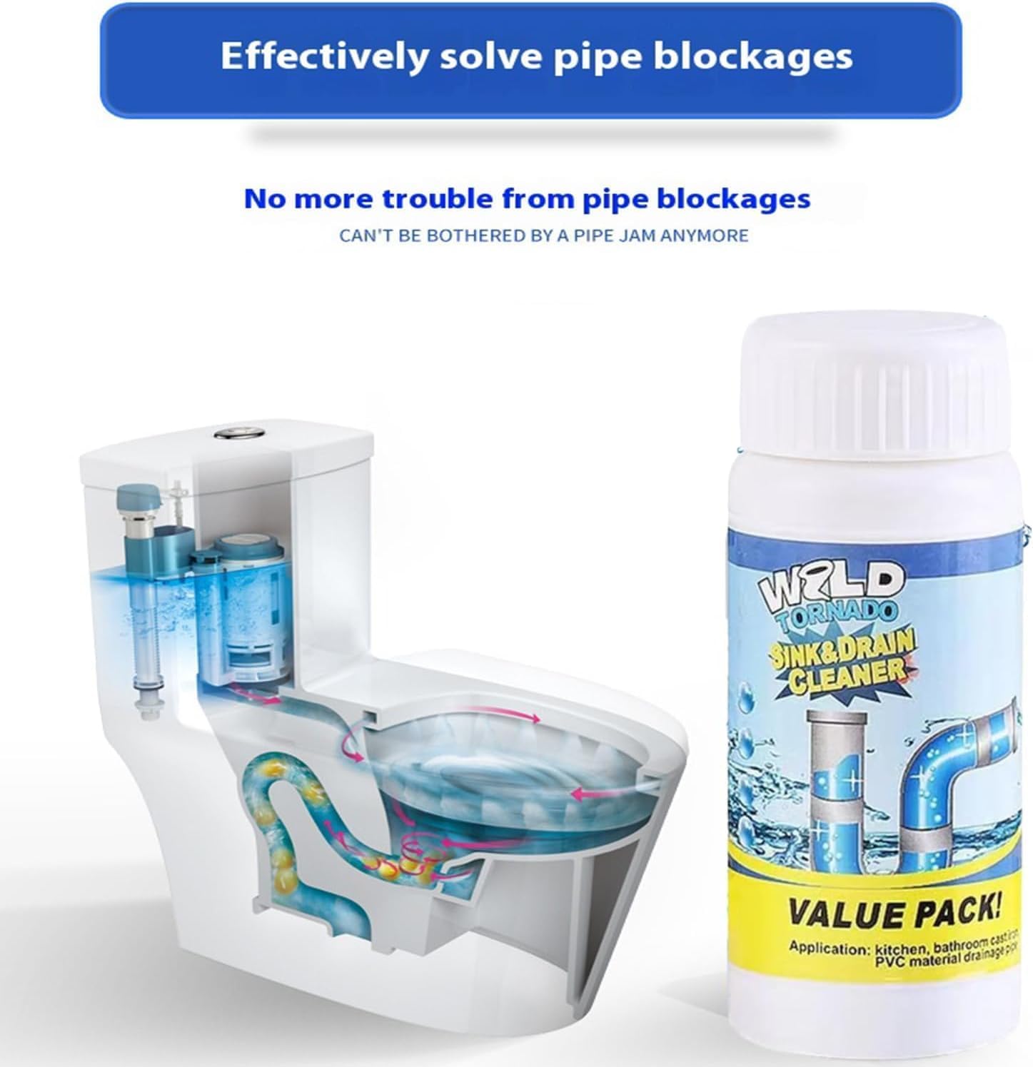 Wild Tornado Cleaner Sink and Drain Cleaner, Wild Tornado Cleaner Drain Cleaner, Multi-functional Pipe Dredge, Powerful Sink and Drains Cleaners