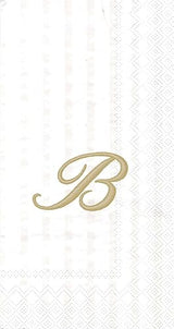 Ideal Home Range 3-Ply Paper Monogram Guest Towel, White/Gold (Pack of 2) (2, Letter B)