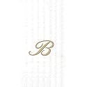 Ideal Home Range 3-Ply Paper Monogram Guest Towel, White/Gold (Pack of 2) (2, Letter B)