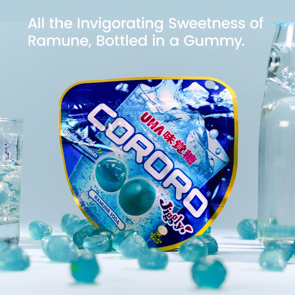 UHA CORORO (Ramune Soda / 40g x 6) Japanese Gummy Candy, Gummies (Juicy and Squishy/Made in Japan) kororo