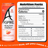 ASPIRE® Mango Lemonade, Healthy Energy Drink 80mg Natural Caffeine, Zero Sugar No Carbs Keto Friendly, 24 Pack Green Tea Sugar Free Drink Low Caffeine