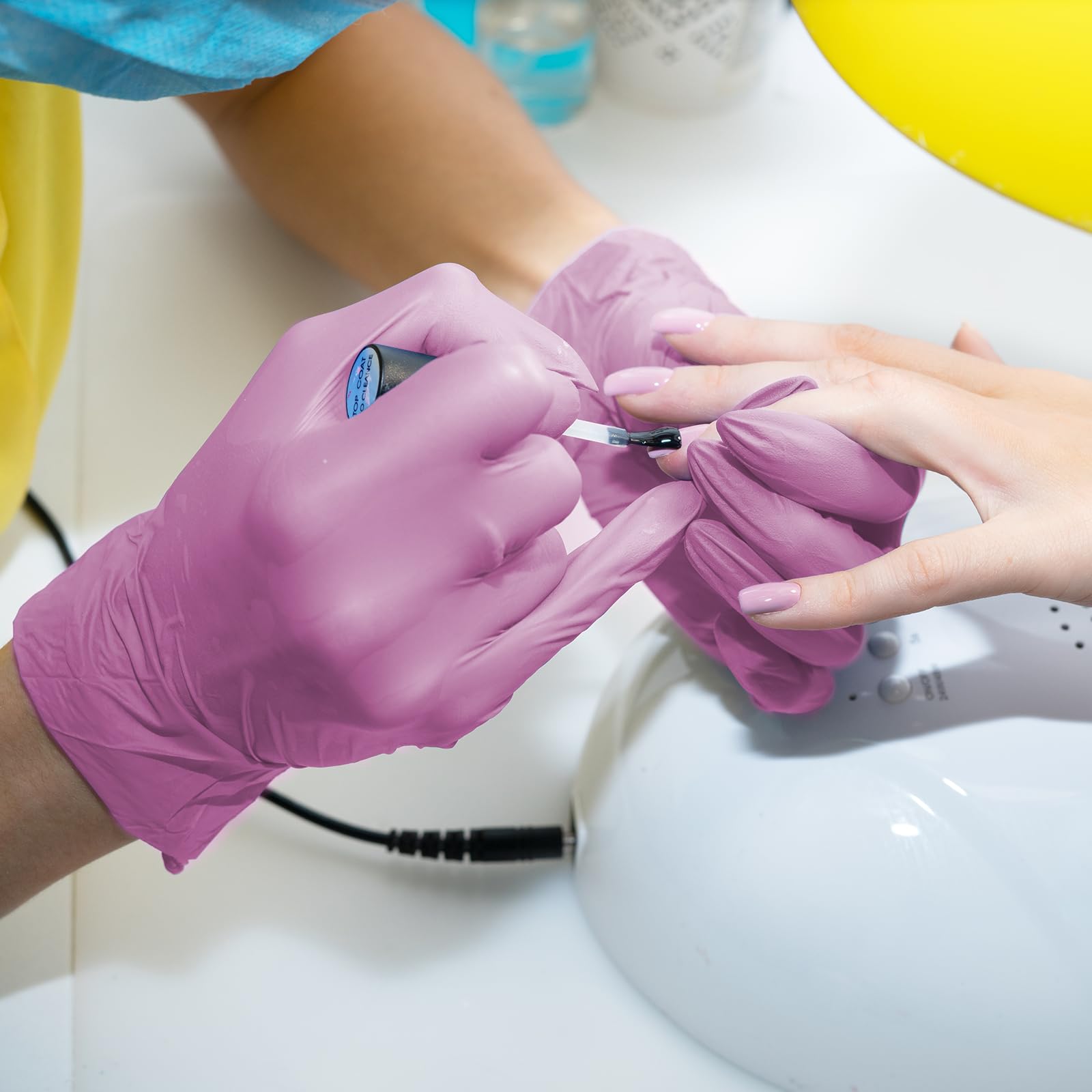 GuassLee 100 Pack Pink Vinyl Disposable Gloves - Latex Free and Power Free Food Grade Exam Gloves for Cleaning, Food Prep, Kitchen Use, Medium