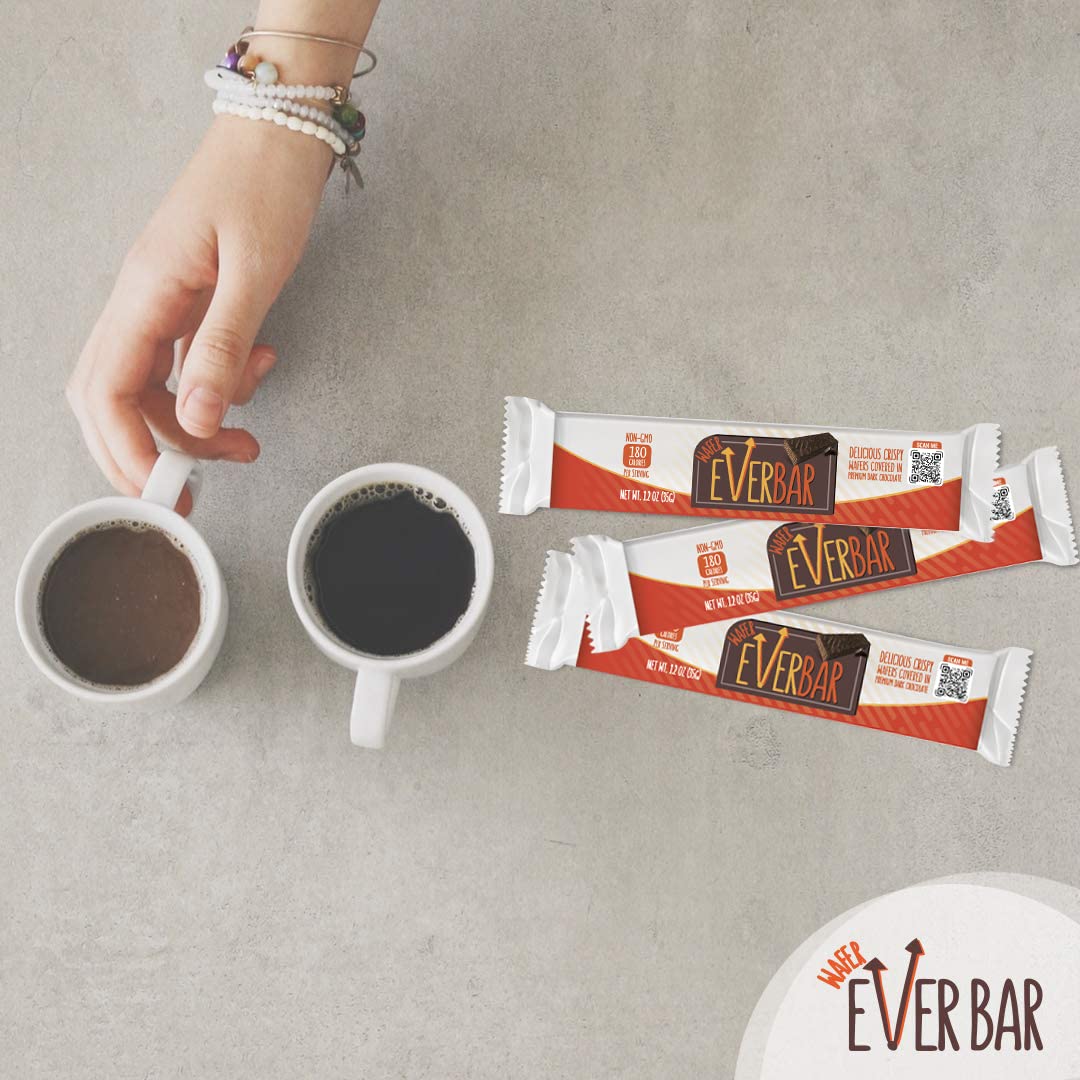 EverBar - Dark'n Crispy Chocolate Bars, 24 Count | Non-GMO, Dark Chocolate Wafer Candy Bar | On the Go | With Coffee or Tea | Healthy Snack |
