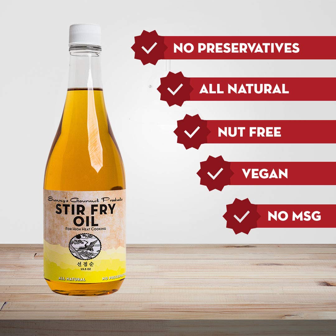 Sunny's Gourmet Korean Stir Fry Oil, For High Heat Cooking, All Natural No Preservatives, 15.5 oz. (Single)