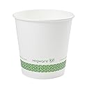 Vegware Compostable 24oz PLA Lined Paper Food Bowls, Case of 500, Disposable, White Round Ice Cream, Oatmeal, Soup Containers, Renewable Plant-Based