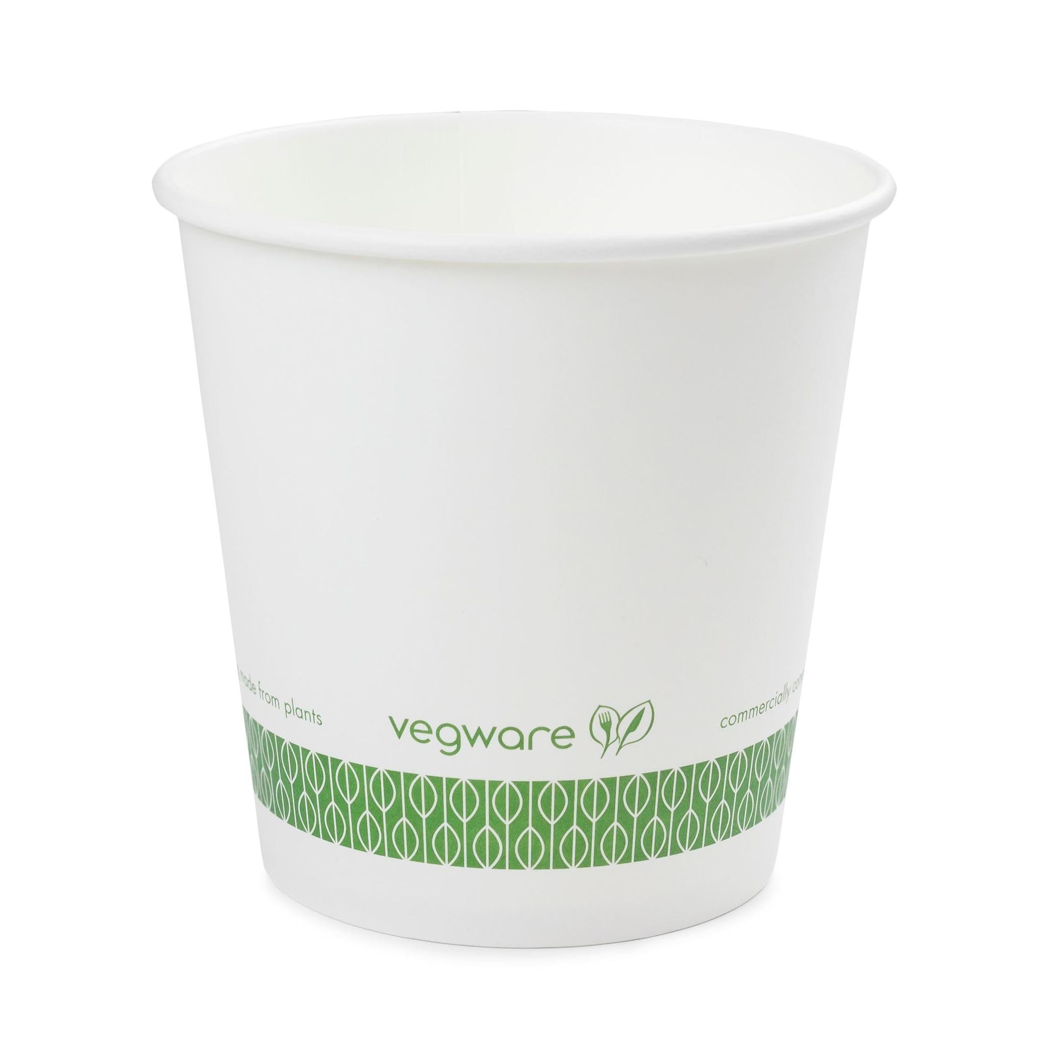Vegware Compostable 24oz PLA Lined Paper Food Bowls, Case of 500, Disposable, White Round Ice Cream, Oatmeal, Soup Containers, Renewable Plant-Based
