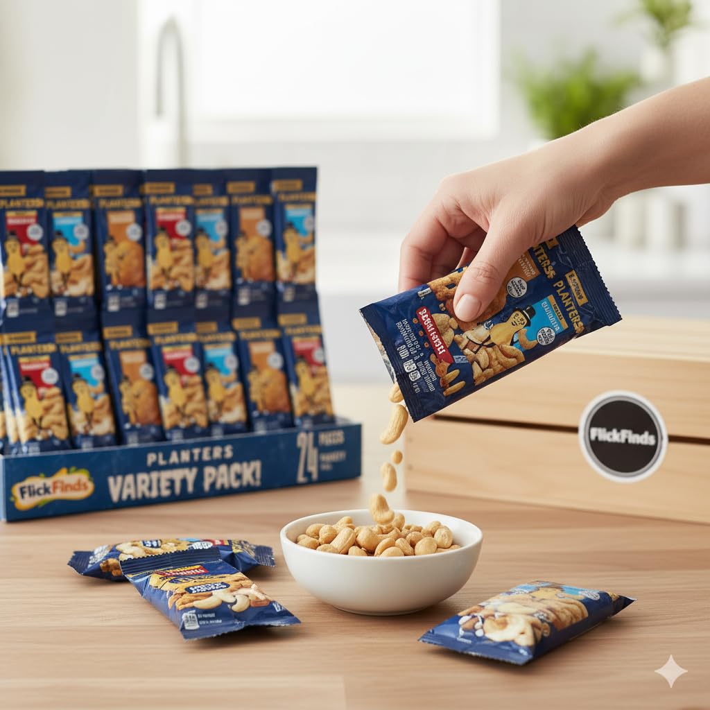 Pl@n†ers Cashews & Peanuts Variety Pack - 24 Count, Individually Wrapped Snack Bags, Protein-Packed, On-the-Go Snacks