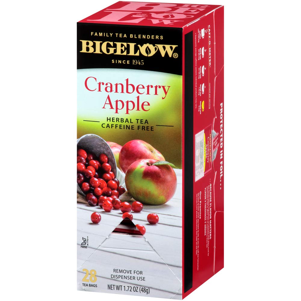 Bigelow Cranberry Apple Herbal Tea Bags 28-Count Box (Pack of 3) Cranberry Apple Hibiscus Flavored Herbal Tea Bags All Natural Non-GMO