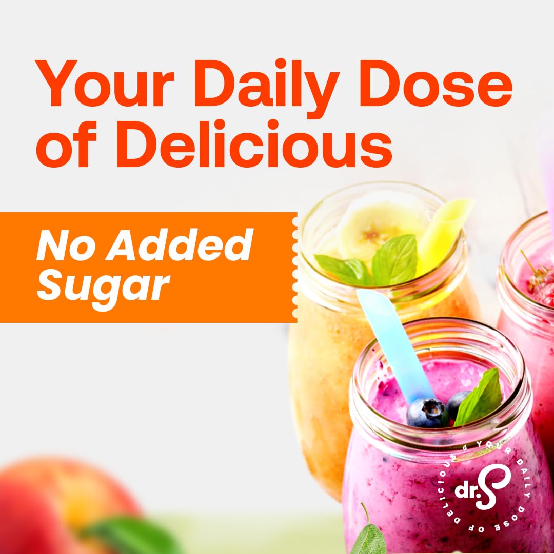 Dr. Smoothie 100% Crushed Peach Pear Apricot - No Added Sugar, Made with Real Fruits/Fruit Juice - Vegan, No Artificial Colors or Flavors - Juicy