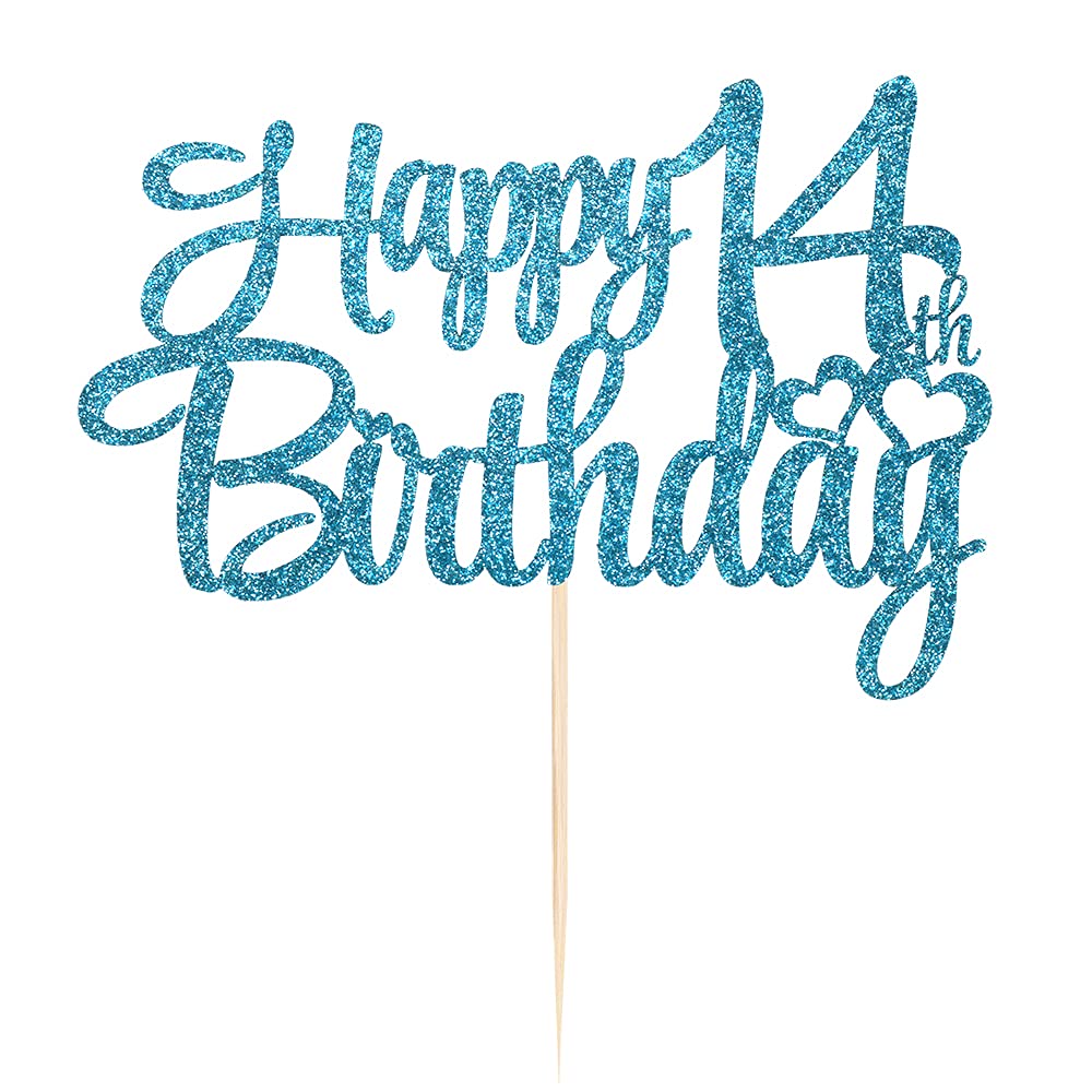 Blue flash 14th birthday cake topper ? happy 14th birthday cake topper?14th birthday party cake decorations