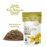 Halo Naturals Organic Mullein Leaf Cut & Sifted, 4 Ounces (Verbascum thapsus) USDA Certified | Resealable Pouch| Packaged in The USA (Pack of 1)