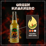 SPYCE Habanero Hot Sauce, Vegan, Gluten Free, Low Sodium, Non-GMO, No MSG, No Sugar, No Filler (10 oz, Green Habanero)
