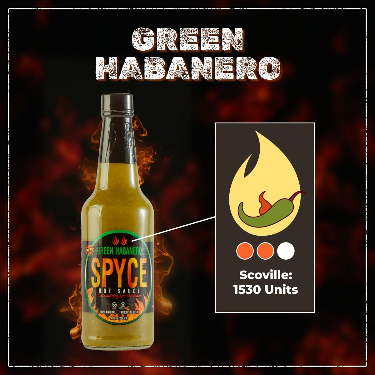 SPYCE Habanero Hot Sauce, Vegan, Gluten Free, Low Sodium, Non-GMO, No MSG, No Sugar, No Filler (10 oz, Green Habanero)
