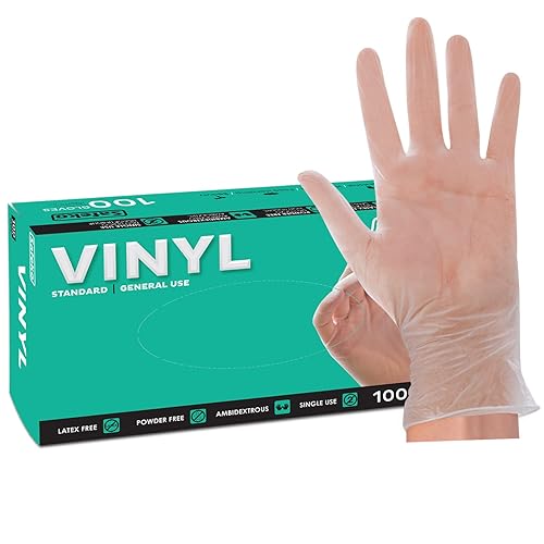SAFEKO General-Use Disposable Clear Vinyl Gloves - X-Large - Powder & Latex Free [Box of 100] - 6008BX