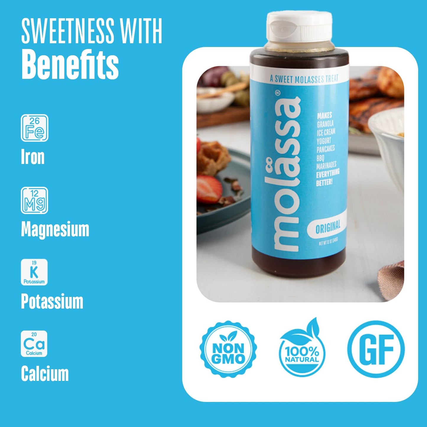 Molässa Light Sweet Molasses - Specialty Sweetener Made From 100% Pure Sugar Cane - Delicate Caramel Notes, Smooth Golden Texture & No Bitterness