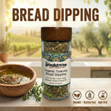 The Grindstone, Organic Tuscany bread dipping mix, perfect seasoning spice with extra virgin olive oil, bread, pasta topper, 2 oz. glass bottle