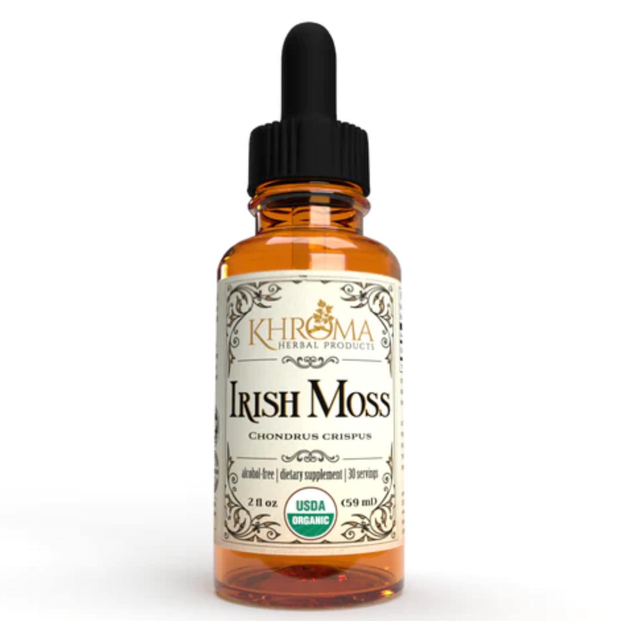 Organic Irish Moss - 2 oz in Glass Bottle - Khroma Herbal Products - Organic Sea Moss